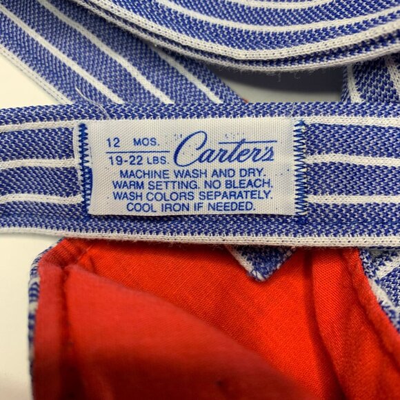Vintage Carters Striped Overalls Bibs Jumper Size 12M Striped Boat Nautical - Picture 6 of 8